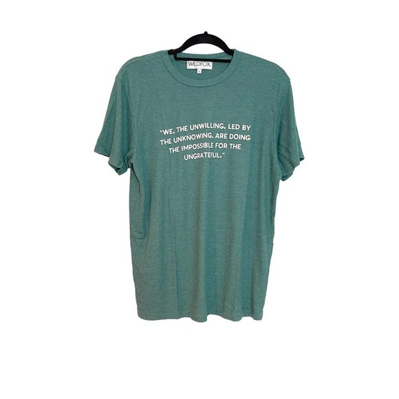 New Wildfox We The Unwilling Statement Crew Neck Boyfriend Tee Green Size Small - Picture 8 of 9